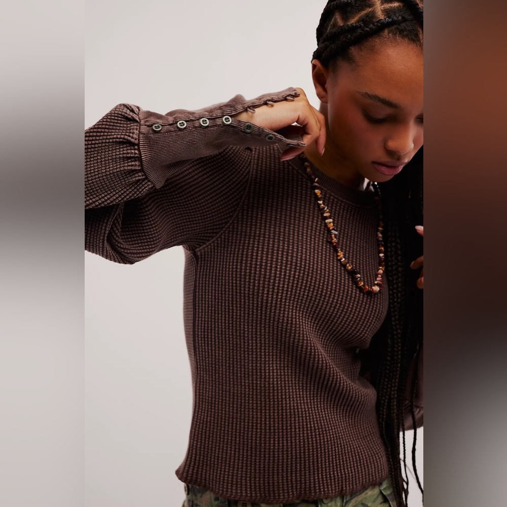 Free People Chocolate Knit Blouse - Picture 3 of 6